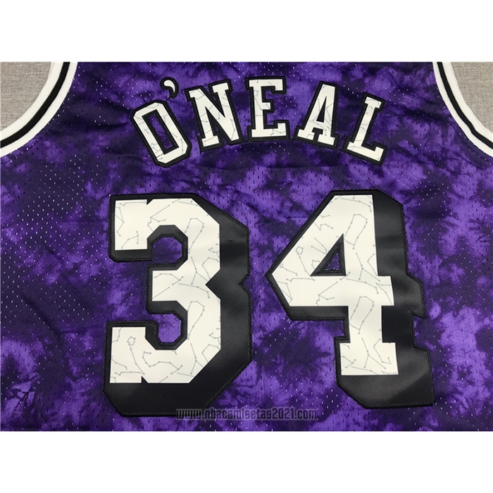 Camiseta Los Angeles Laker Shaquille O'neal #34 Galaxy Violeta